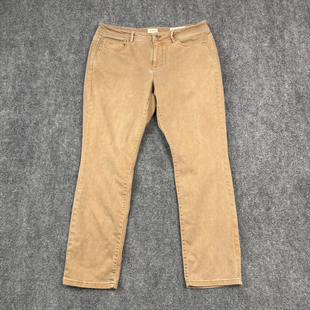J Jill Denim Womens Authentic Fit Slim Ankle Jeans Size 8P Tan Stretch WPT128092
